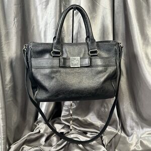 Kate Spade Black Leather Primrose Hill Goldie Bow Satchel Crossbody Designer Bag